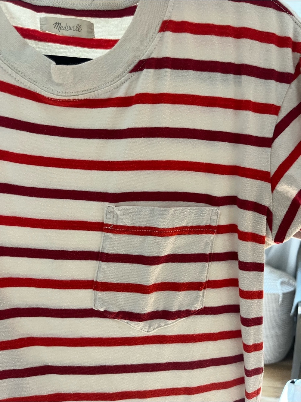 Madewell White and Red Striped Tee - Picture 3 of 4